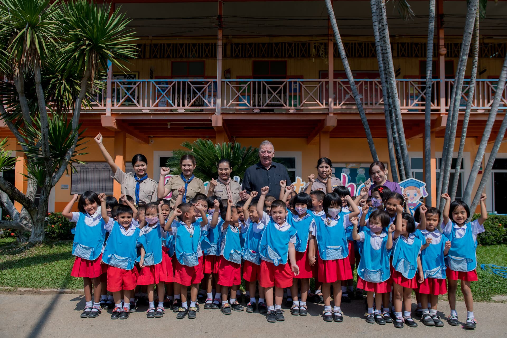 Children with school supplies